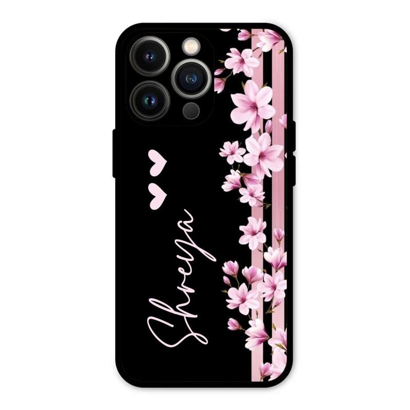 Pink Floral Customize Glass Case Cover For iPhone 13 Pro Max