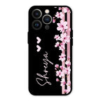 Pink Floral Customize Glass Case Cover For iPhone 13 Pro