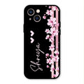 Pink Floral Customize Glass Case Cover For iPhone 13