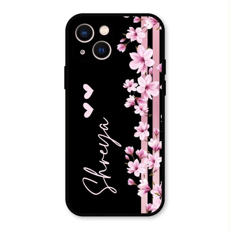 Pink Floral Customize Glass Case Cover For iPhone 13