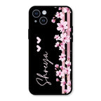 Pink Floral Customize Glass Case Cover For iPhone 14 Plus