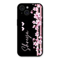 Pink Floral Customize Glass Case Cover For iPhone 15 Plus