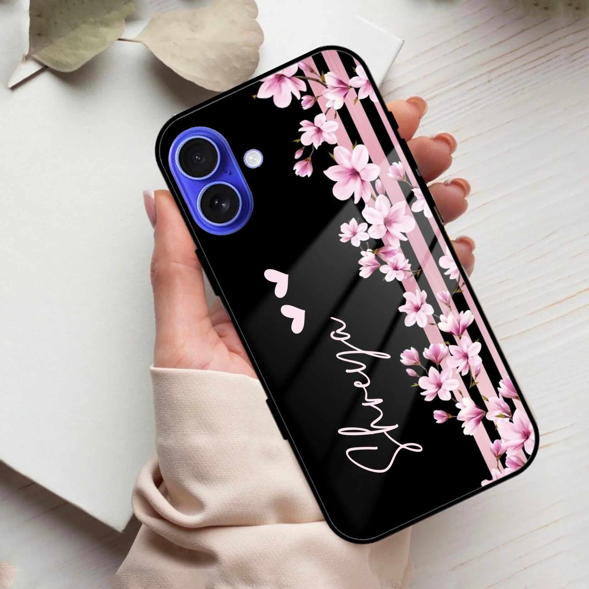 Pink Floral Customize Glass Case Cover For iPhone - ShopOnCliQ