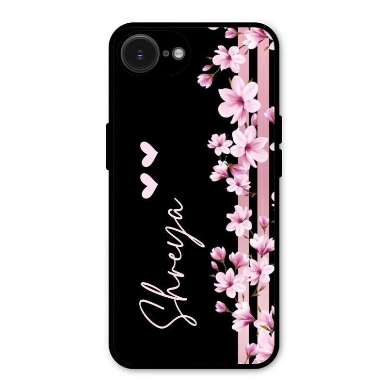 Pink Floral Customize Glass Case Cover For iPhone 16e