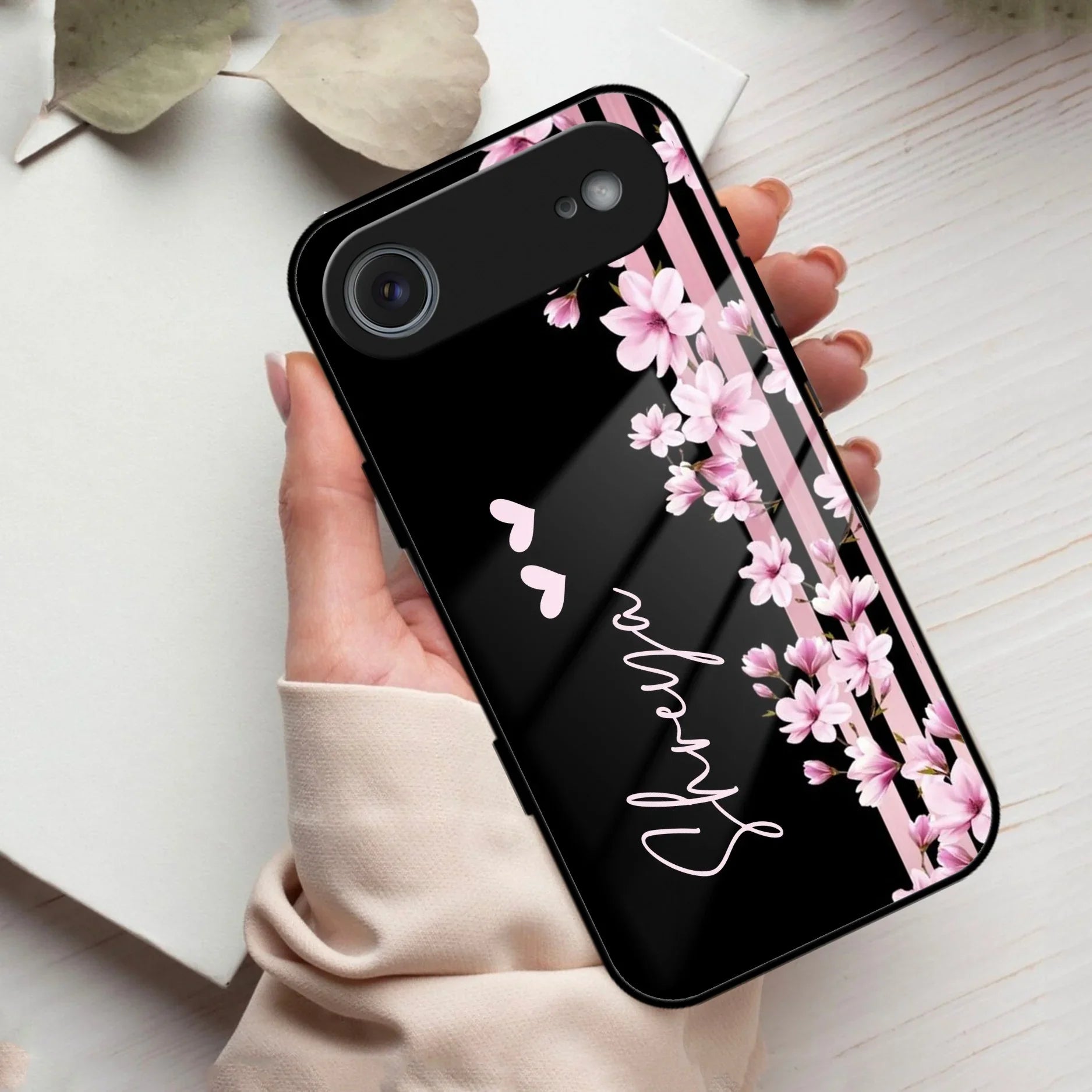 Pink Floral Customize Glass Case Cover For iPhone - ShopOnCliQ