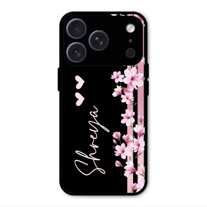Pink Floral Customize Glass Case Cover For iPhone 17 Pro Max