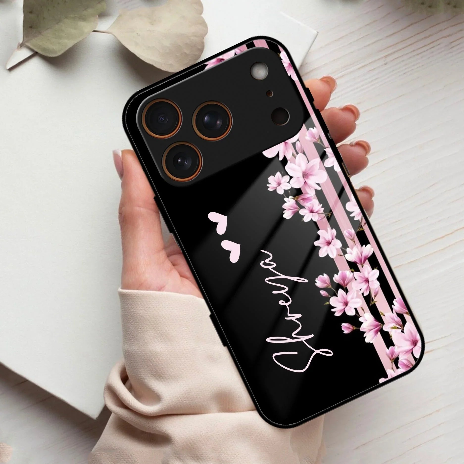 Pink Floral Customize Glass Case Cover For iPhone - ShopOnCliQ