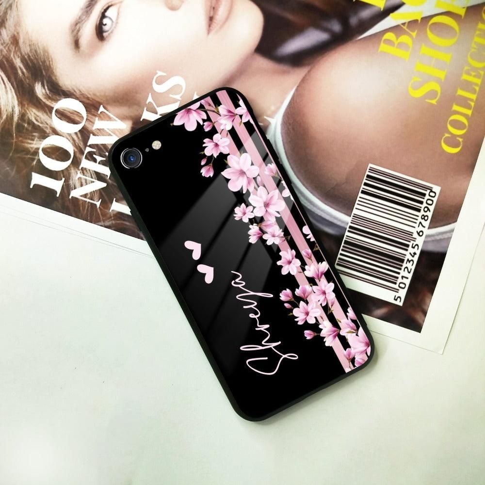 Pink Floral Customize Glass Case Cover For iPhone - ShopOnCliQ