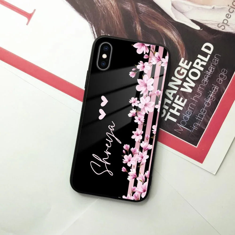 Pink Floral Customize Glass Case Cover For iPhone - ShopOnCliQ