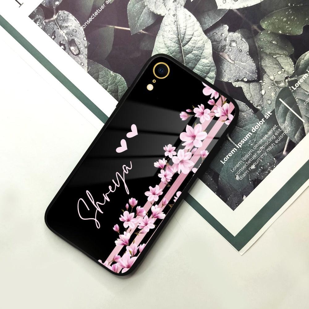 Pink Floral Customize Glass Case Cover For iPhone - ShopOnCliQ