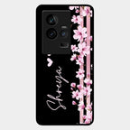 Pink Floral Customize Glass Case Cover For Iqoo 11 5G