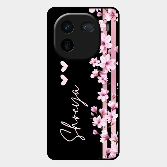 Pink Floral Customize Glass Case Cover For Iqoo 12 5G