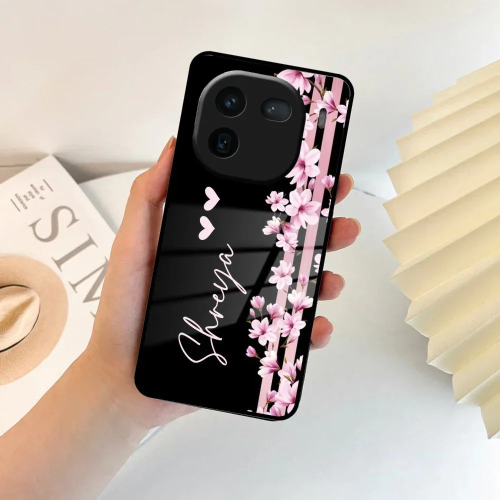 Pink Floral Customize Glass Case Cover For Vivo - ShopOnCliQ