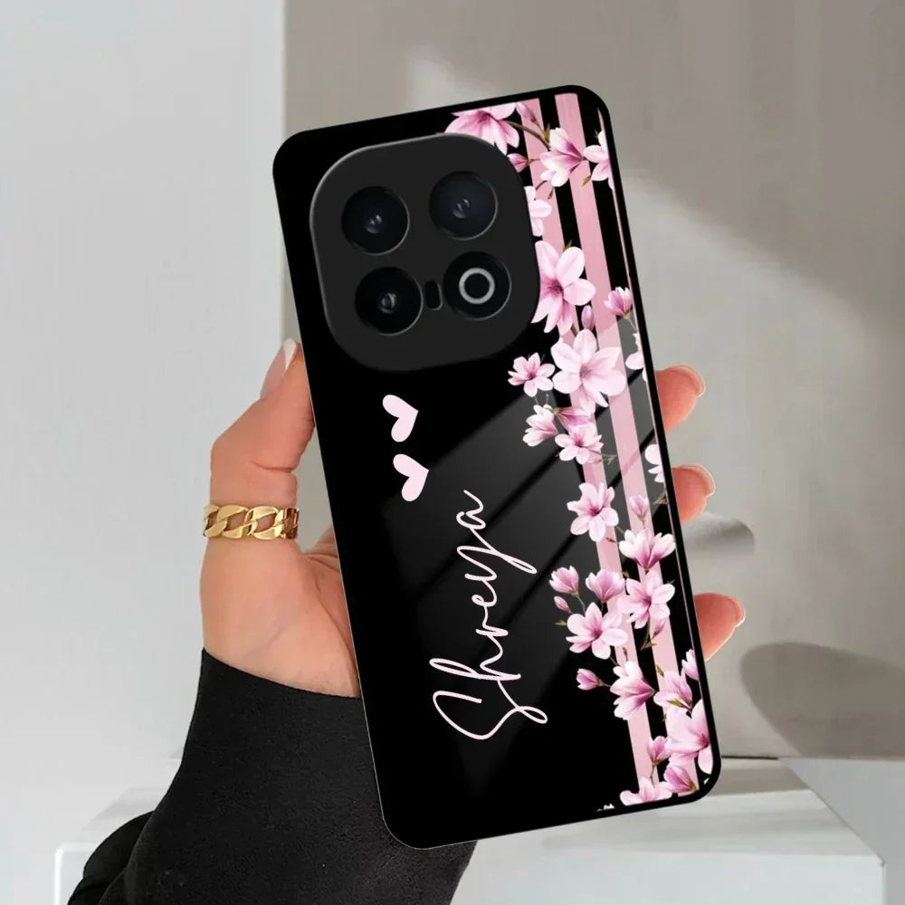 Pink Floral Customize Glass Case Cover For Vivo - ShopOnCliQ