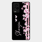 Pink Floral Customize Glass Case Cover For Iqoo 7 Legend 5G