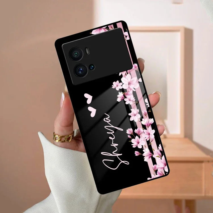 Pink Floral Customize Glass Case Cover For Vivo - ShopOnCliQ