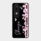 Pink Floral Customize Glass Case Cover For Iqoo Z9S 5G