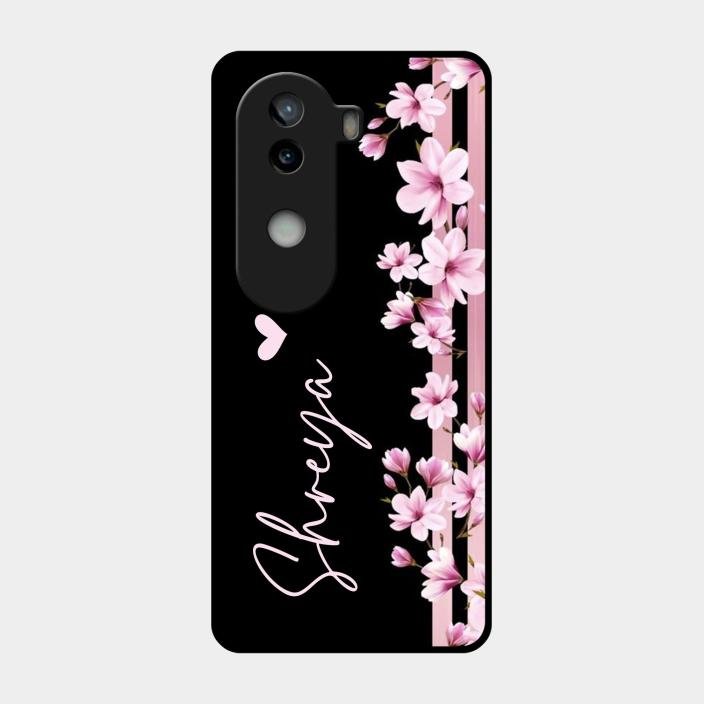 Pink Floral Customize Glass Case Cover For Iqoo Z9S 5G