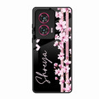 Pink Floral Customize Glass Case Cover For Motorola Edge 50 Fusion 5G