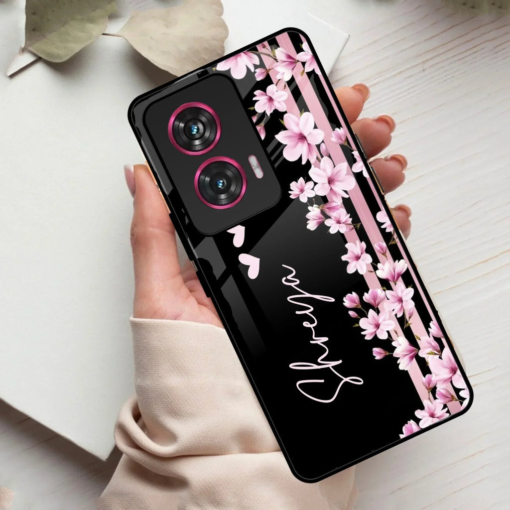 Pink Floral Customize Glass Case Cover For Motorola - ShopOnCliQ