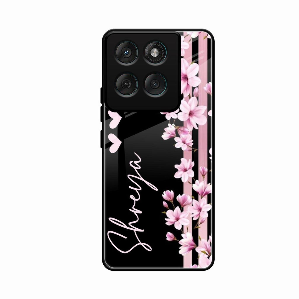 Pink Floral Customize Glass Case Cover For Motorola Edge 60 Stylus 5G