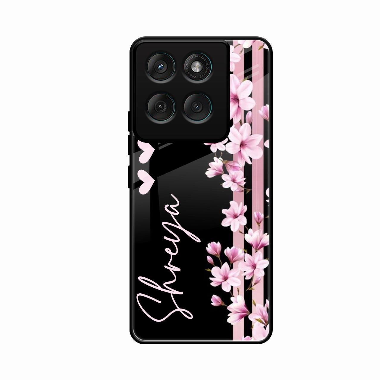Pink Floral Customize Glass Case Cover For Motorola Edge 60 Stylus 5G