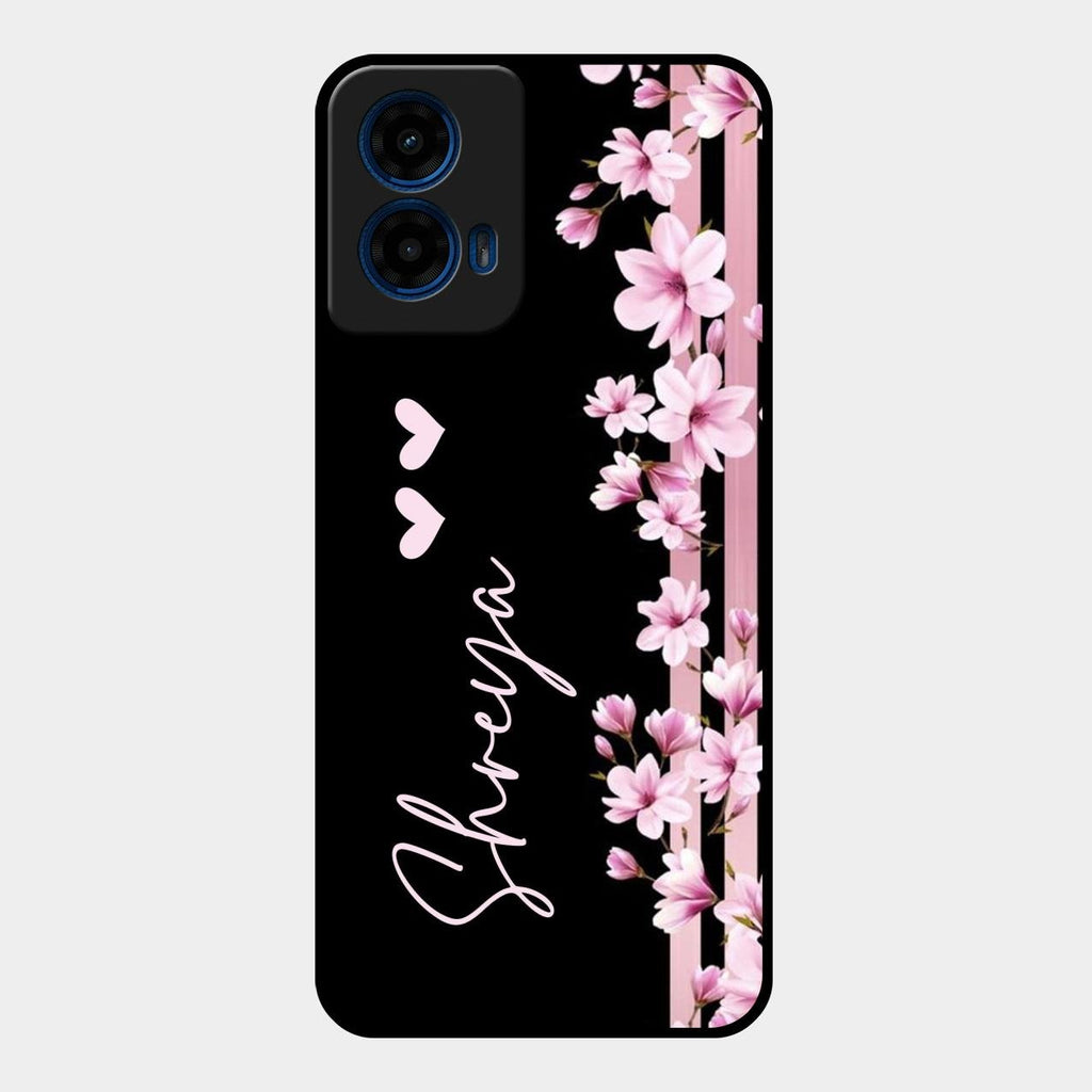 Pink Floral Customize Glass Case Cover For Motorola G45 5G