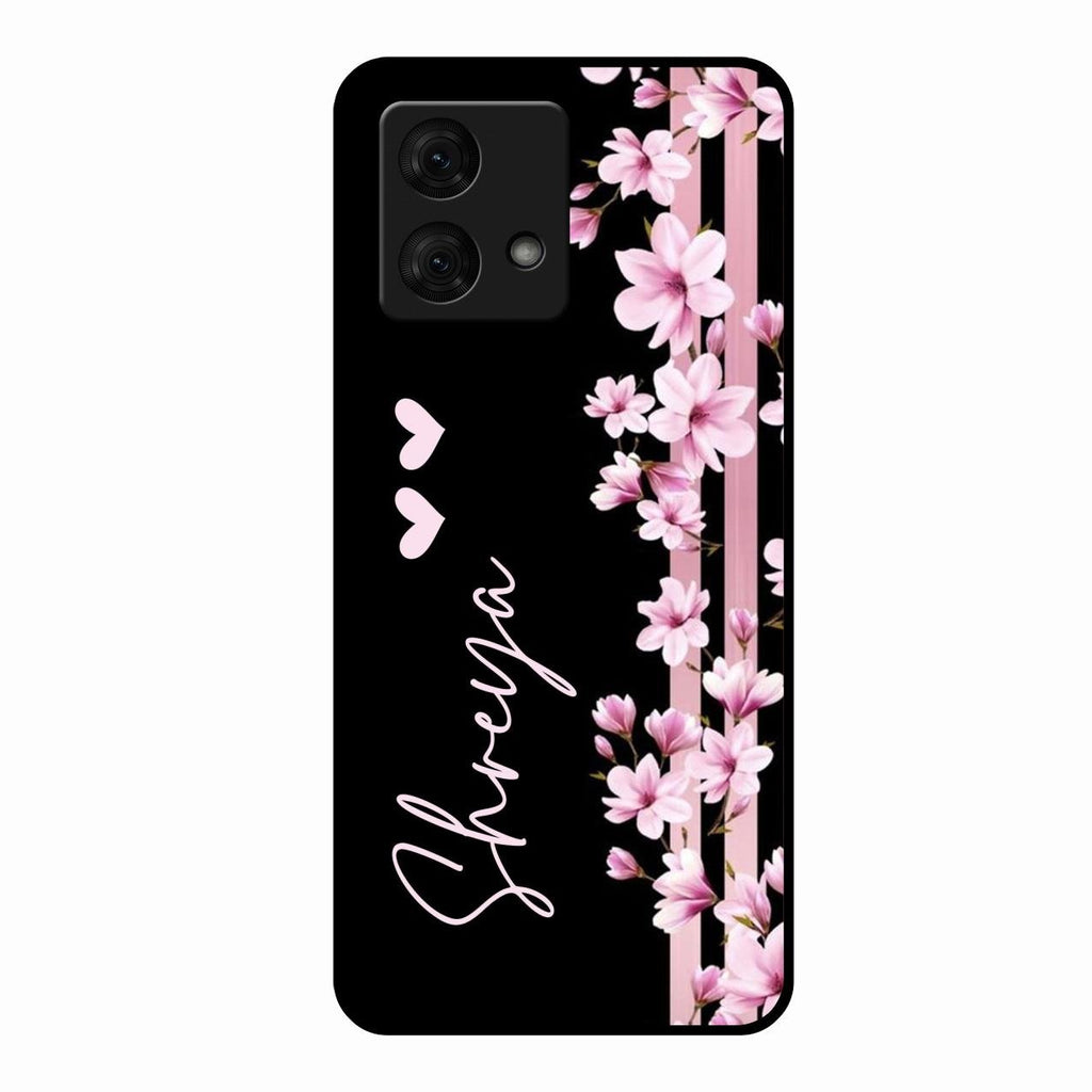 Pink Floral Customize Glass Case Cover For Motorola g84 5G