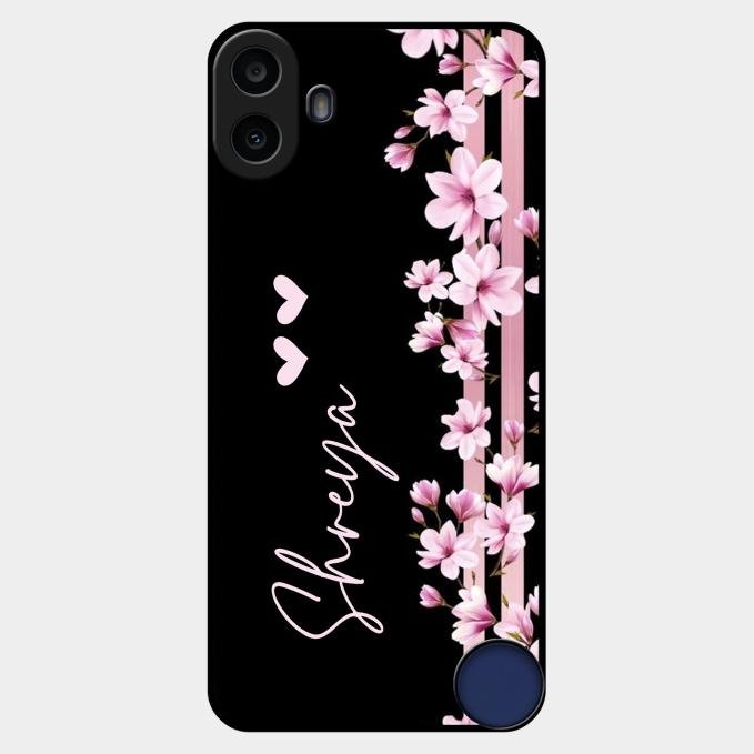 Pink Floral Customize Glass Case Cover For Nothing Cmf Phone 1