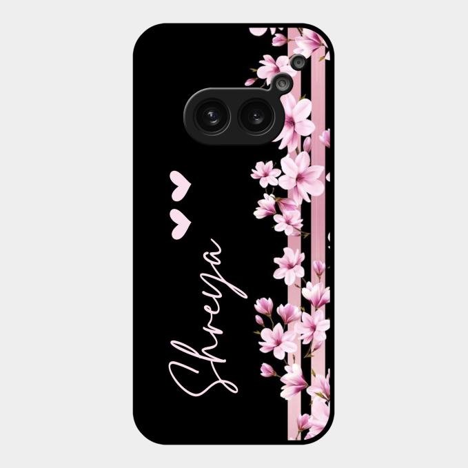 Pink Floral Customize Glass Case Cover For Nothing Phone 2A 5G