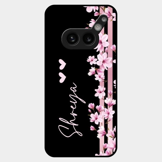 Pink Floral Customize Glass Case Cover For Nothing Phone 2A Plus