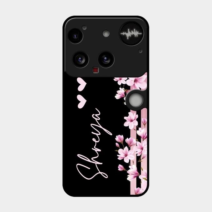 Pink Floral Customize Glass Case Cover For Nothing Phone 3 5G
