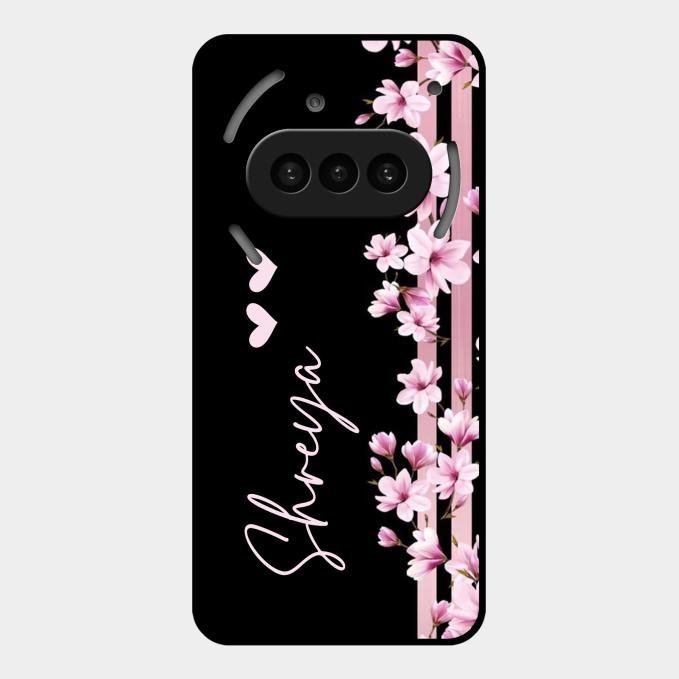 Pink Floral Customize Glass Case Cover For Nothing Phone 3A 5G