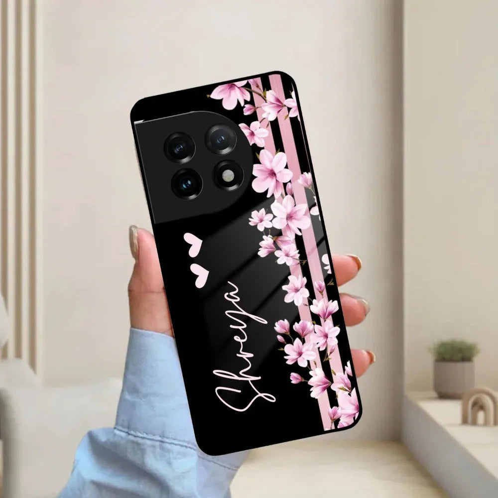 Pink Floral Customize Glass Case Cover For Oneplus - ShopOnCliQ