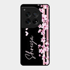 Pink Floral Customize Glass Case Cover For Oneplus 12 5G