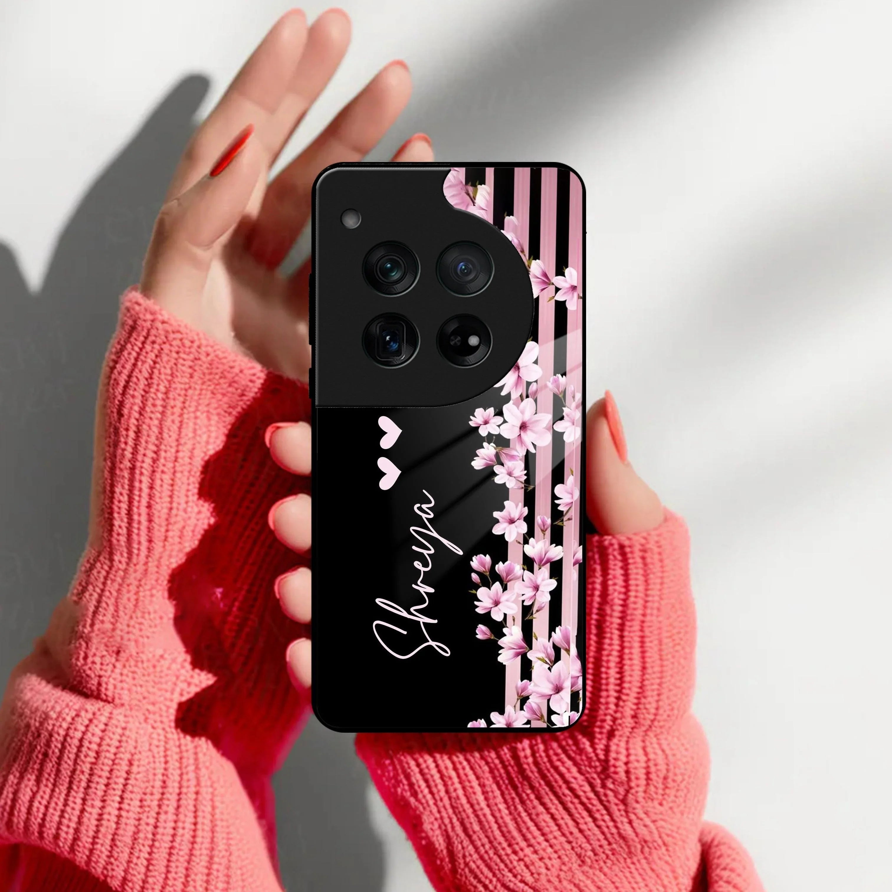 Pink Floral Customize Glass Case Cover For Oneplus - ShopOnCliQ