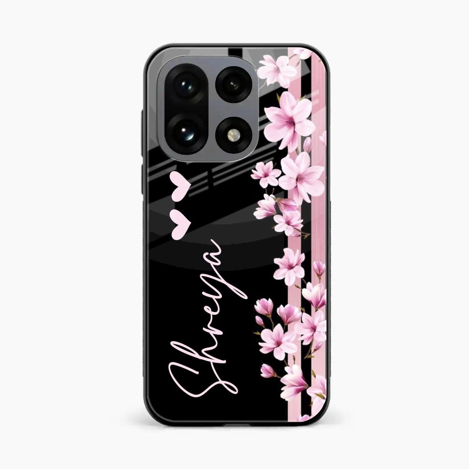 Pink Floral Customize Glass Case Cover For OnePlus 15 5G