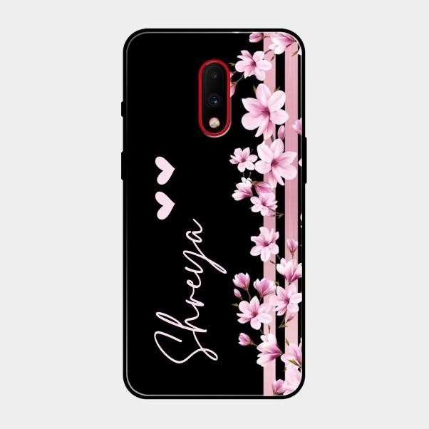 Pink Floral Customize Glass Case Cover For Oneplus 7