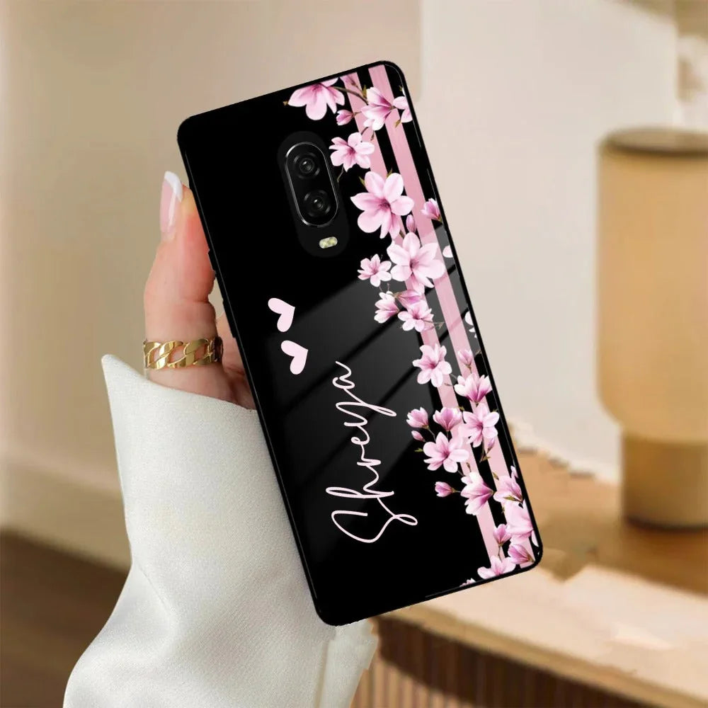 Pink Floral Customize Glass Case Cover For Oneplus - ShopOnCliQ