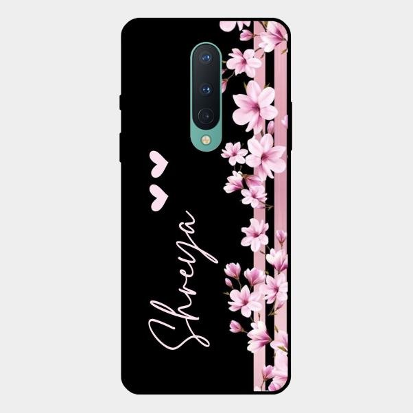 Pink Floral Customize Glass Case Cover For Oneplus 8