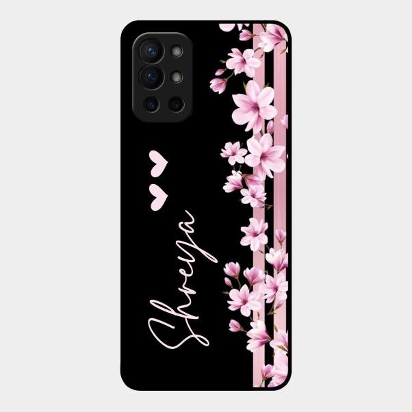 Pink Floral Customize Glass Case Cover For Oneplus 9R 5G
