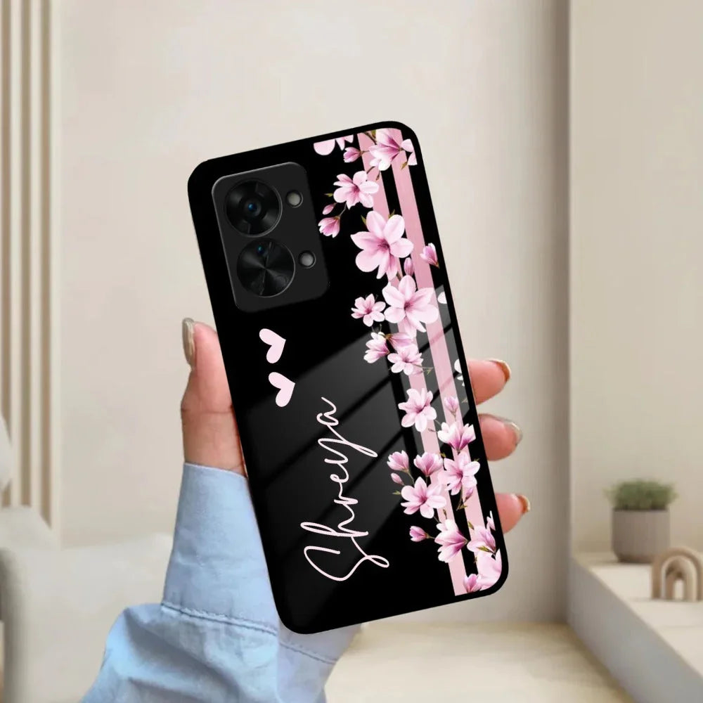 Pink Floral Customize Glass Case Cover For Oneplus - ShopOnCliQ