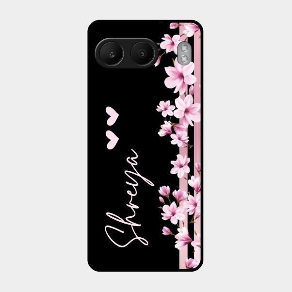 Pink Floral Customize Glass Case Cover For Oneplus Nord 4 5G
