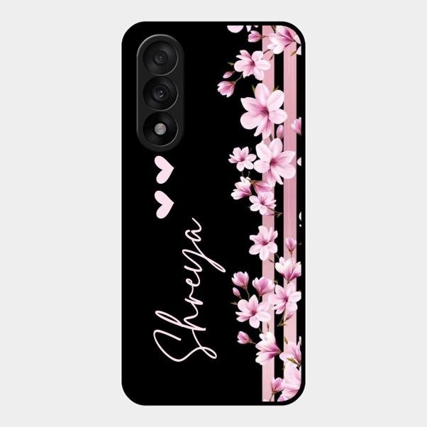 Pink Floral Customize Glass Case Cover For Oneplus Nord 5 5G
