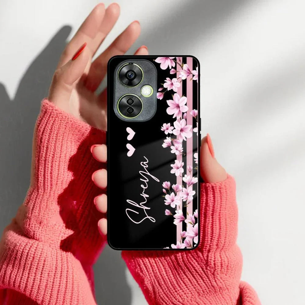 Pink Floral Customize Glass Case Cover For Oneplus - ShopOnCliQ