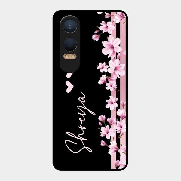 Pink Floral Customize Glass Case Cover For Oneplus Nord Ce 4 Lite 5G