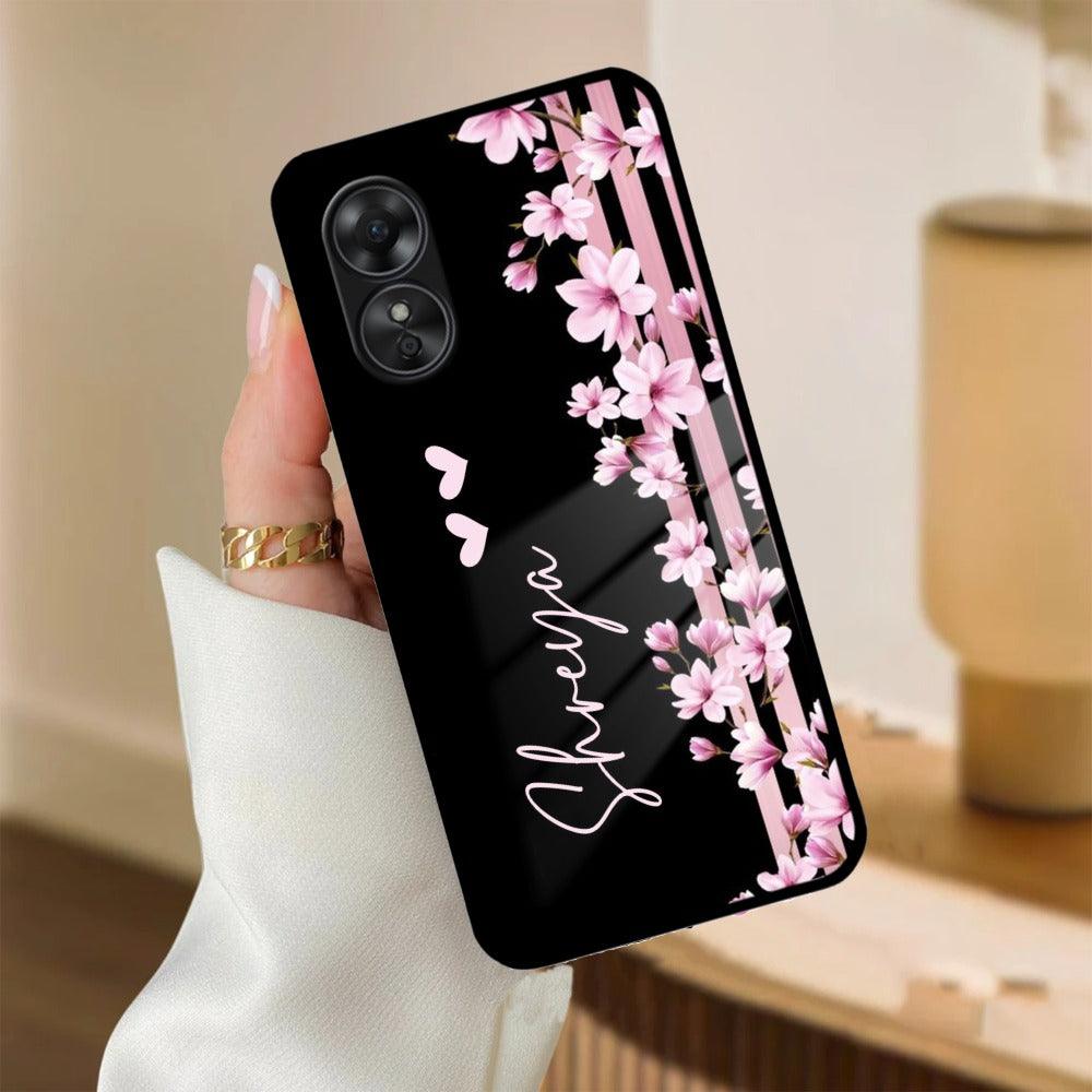 Pink Floral Customize Glass Case Cover For Oppo - ShopOnCliQ