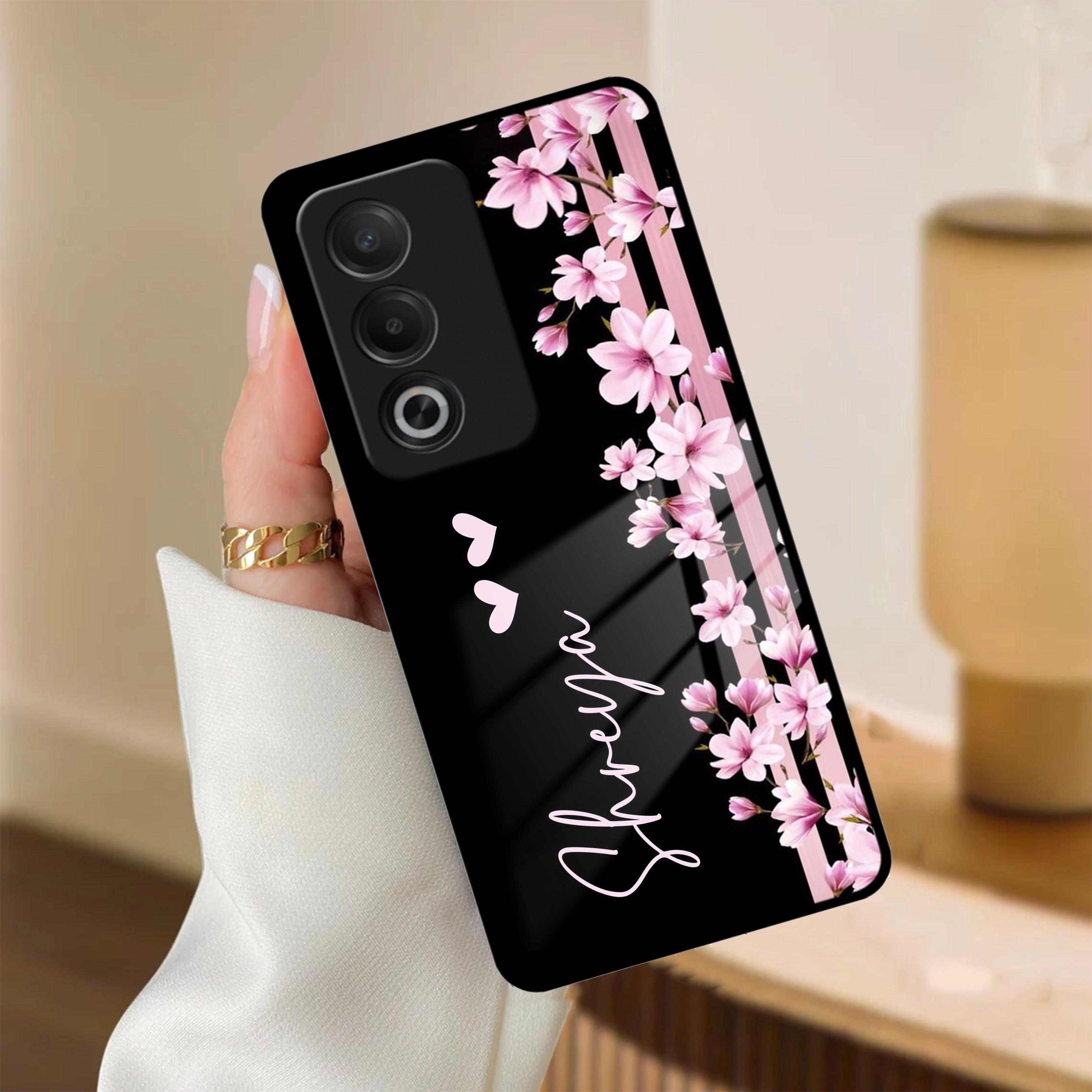 Pink Floral Customize Glass Case Cover For Oppo - ShopOnCliQ