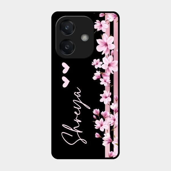 Pink Floral Customize Glass Case Cover For Oppo A3X 5G