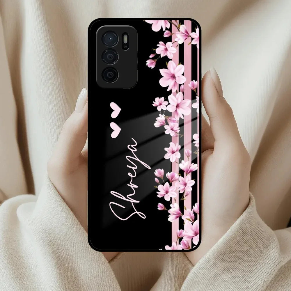 Pink Floral Customize Glass Case Cover For Oppo - ShopOnCliQ